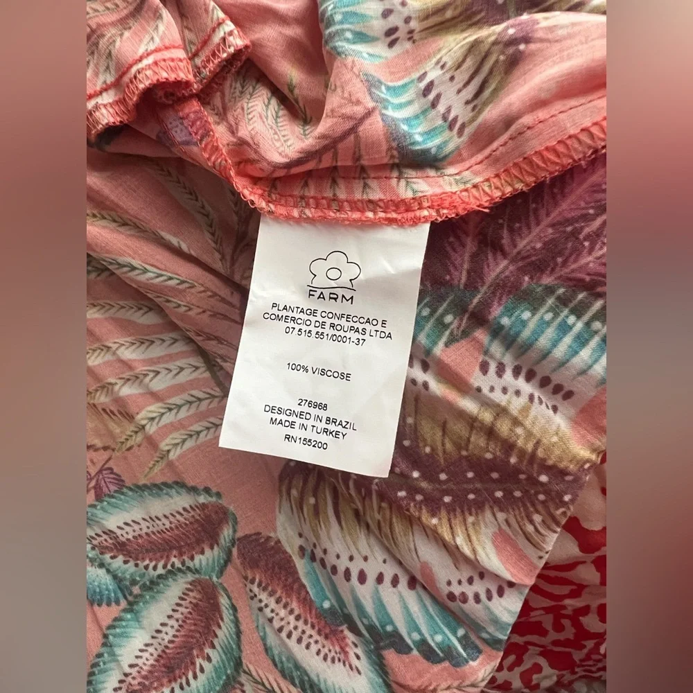 New FARM Rio Vibrant Orange Floral High Low Dress 100% viscose - Picture 8 of 8